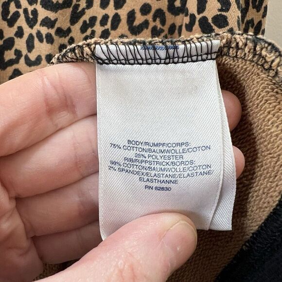 Lands End Womens Leopard Print Sweatshirt Size L Brown Black Multi Tone Classic - Picture 4 of 8